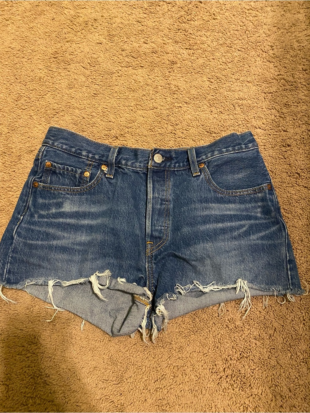 Levi's Distressed Blue Denim Cutoff Shorts